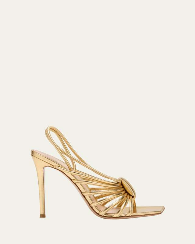 Metallic Strappy Caged Slingback Sandals